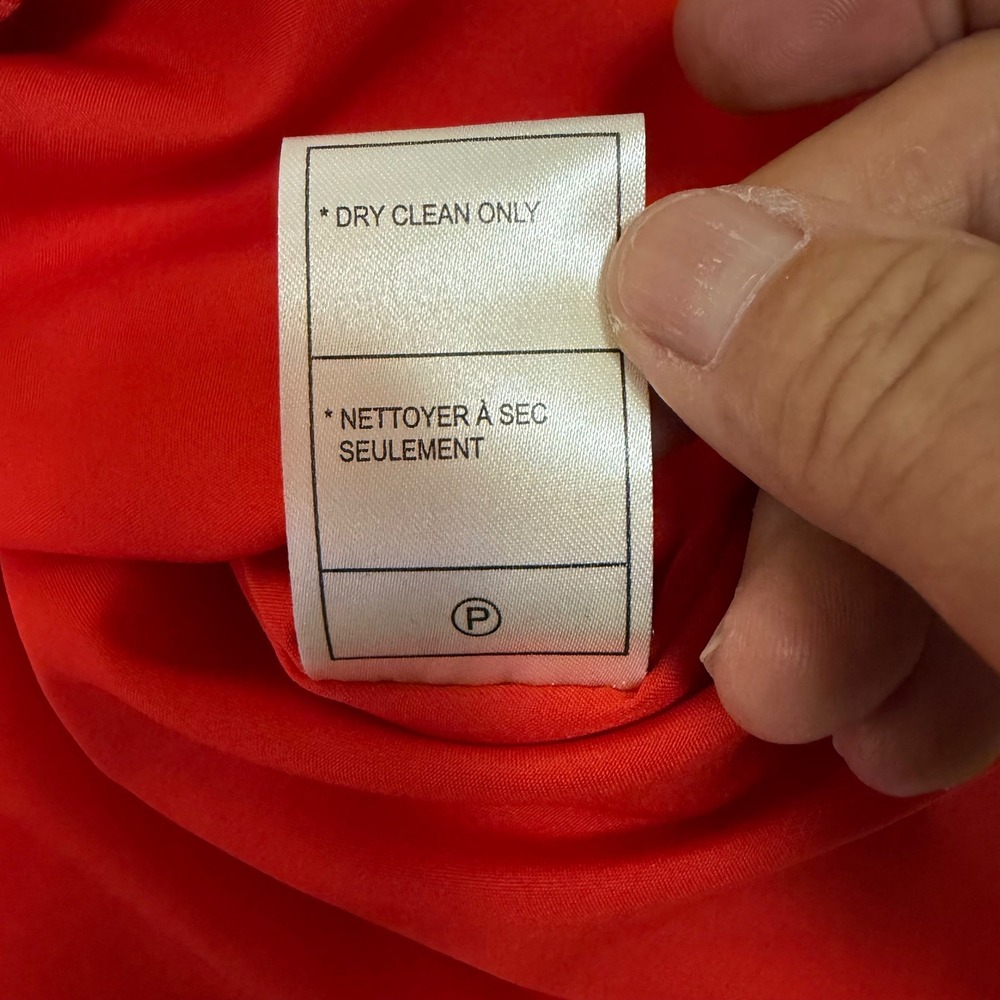 BB Dakota Steve Madden Coral Red Texture Puff Sleeve V-Neck Shift Dress Sz M - Picture 6 of 8